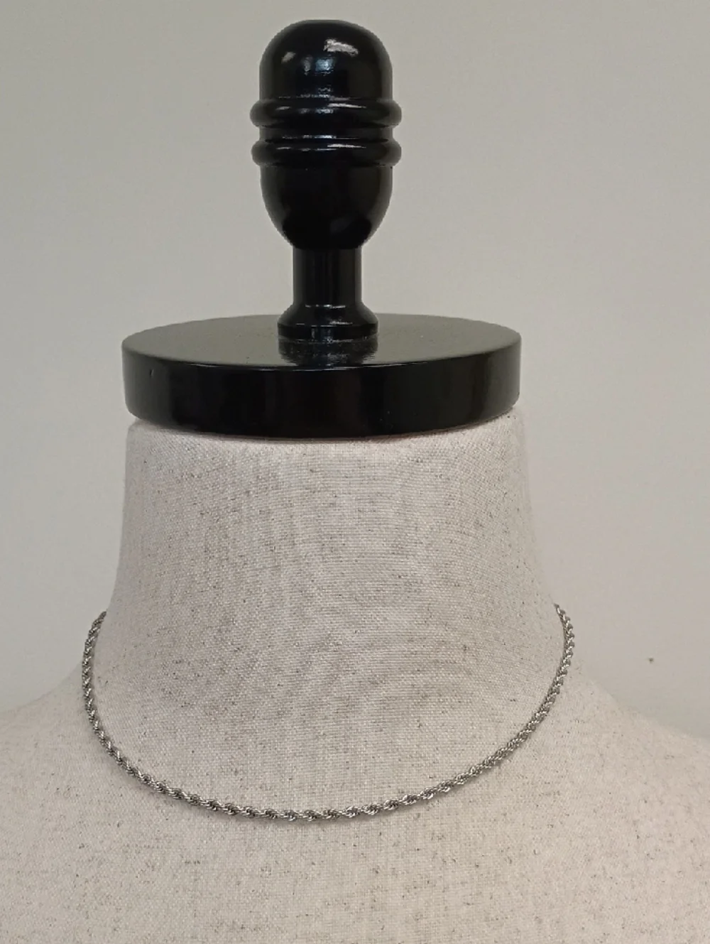 Silver Tone Rope Chain Choker Necklace Minimal Layering Short Chain